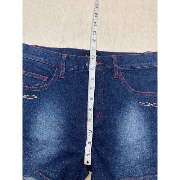 Lip Girl‎ Blue Denim Jean Short Size 9 Approx 28x3.5 - Picture 8 of 9